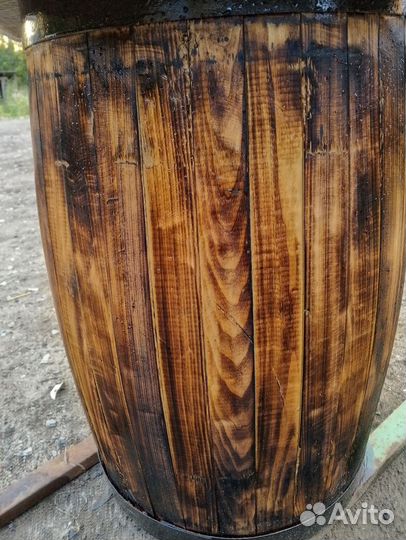 Бочка деревянная (осина 100л.) декор