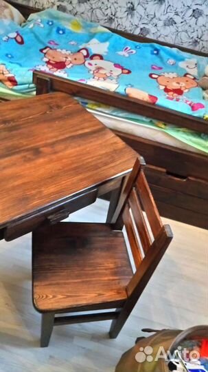 Детская мебель деревянная кровать домик стол стул