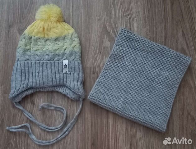 Шапка+снуд деми новое на 1,5-3 года