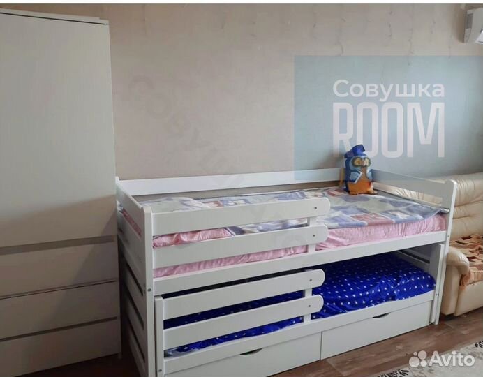 Детская Кровать из бука для двоих