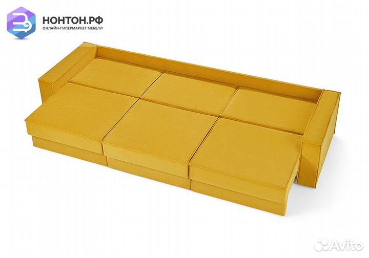 Диван еврокнижка трехместный Тревис желтый