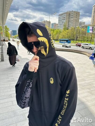 Зипка bape golden black Japan бэйп золотая Худи