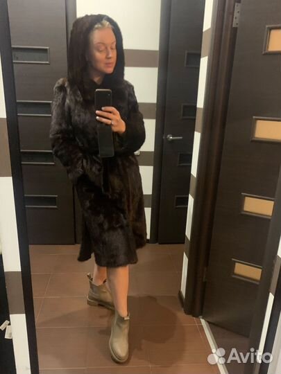 Шуба норковая с капюшоном 42 44 бу
