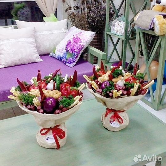 Мужские букеты, съедобные букеты, букет из колбас