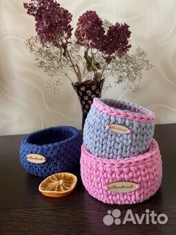 Корзинка из трикотажной пряжи