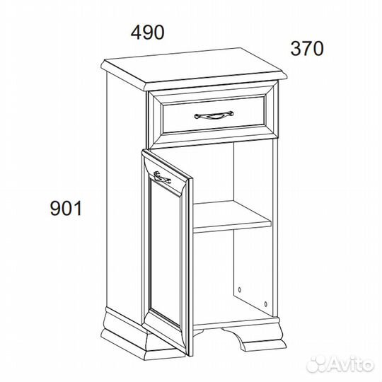 Тумба 1D1S, tiffany, цвет вудлайн кремовый