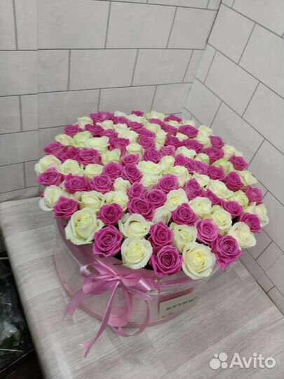 Корзина 101 штук роза