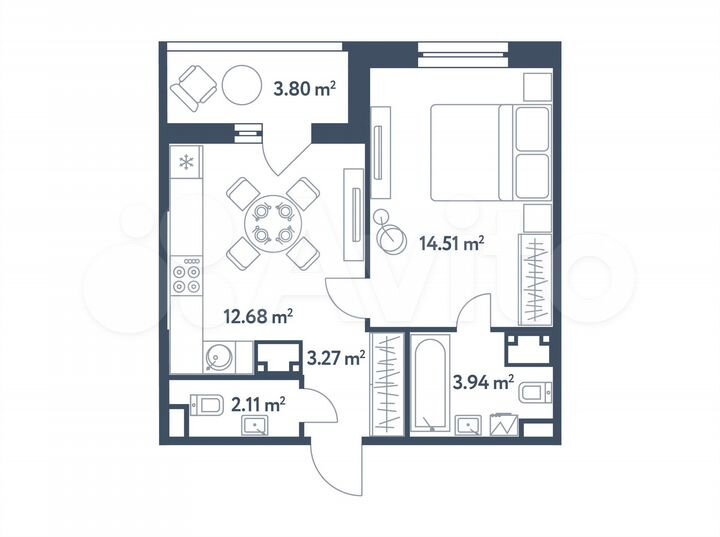 1-к. квартира, 38,4 м², 24/25 эт.