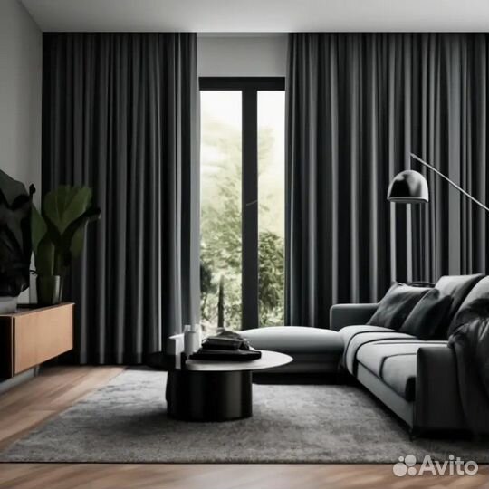 Шторы блэкаут темно-серые 400*270