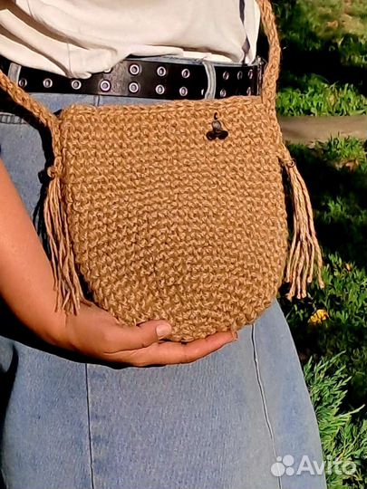 Сумка из джута через плечо