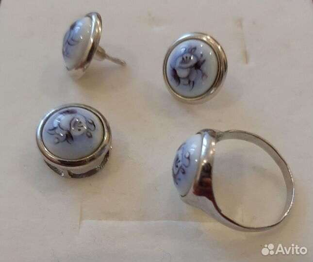 Серебряный комплект Финифть