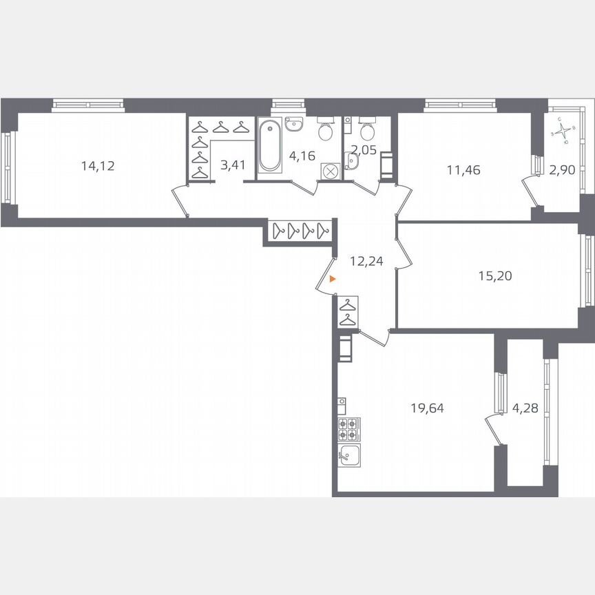 3-к. квартира, 85,9 м², 11/16 эт.