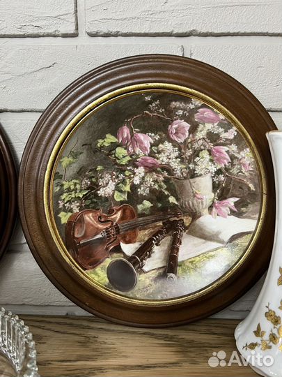 Тарелка на стену в рамке. Винтаж. Германия