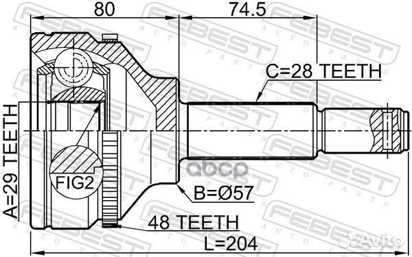 ШРУС наружный 29X57X28 Ford Transit TT9 (2006-2