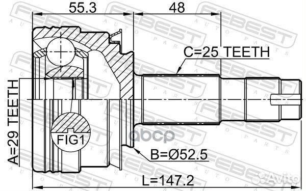 ШРУС наружный 29X52.5X25 chevrolet aveo 2009-20