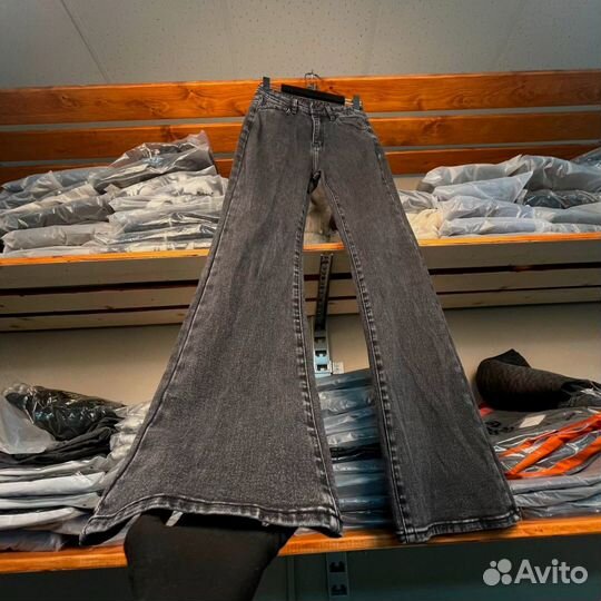 Джинсы клеш Rick Owens Grey Distortion Flare