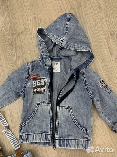 Джинсы и джинсовка на мальчика 86