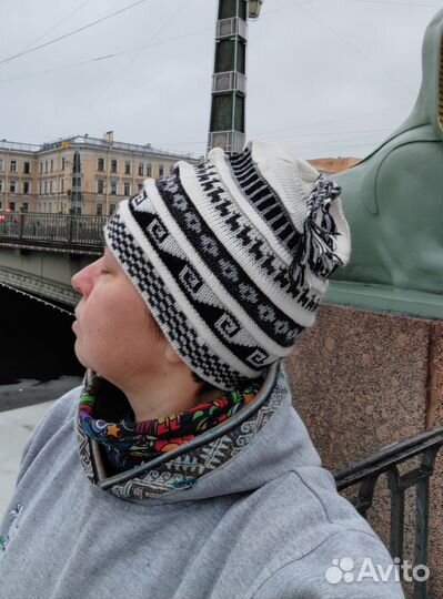 Шапка из Перу тонкая теплая альпака шерсть