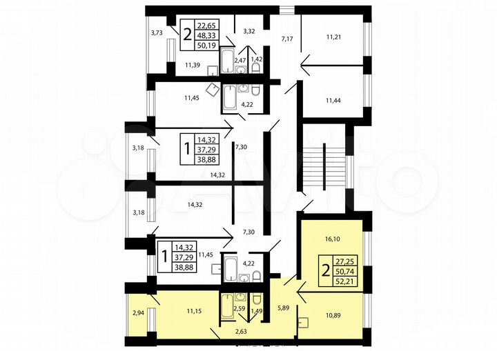 2-к. квартира, 50,7 м², 3/5 эт.