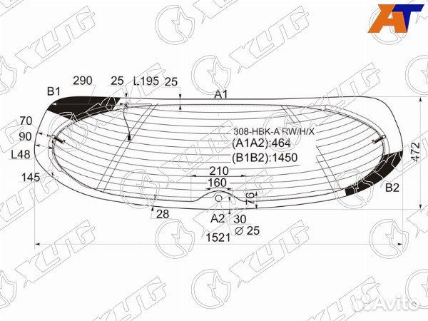 Стекло заднее peugeot 308