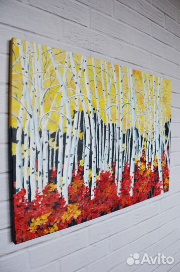 Картина маслом осень берёзы