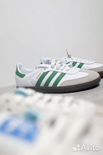 Кеды Adidas samba white&green оригинал