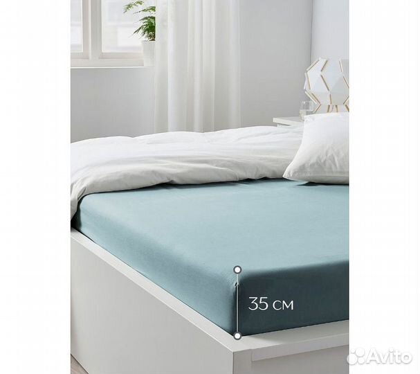 Простынь GoodNight Трикотаж 200х200х20 Голубой на