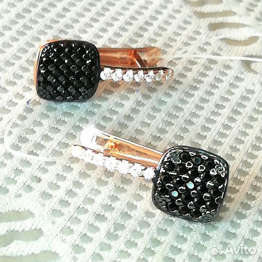 Серьги серебро шпинель С141