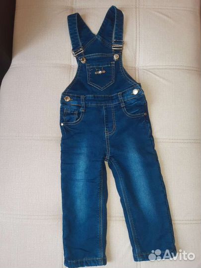 Джинсовый полукомбинезон на флисе