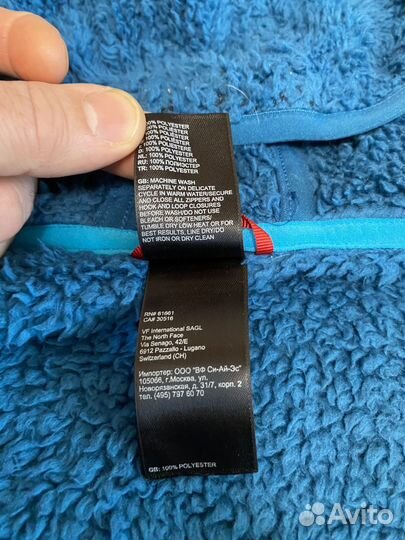 Куртка флис с капюшоном The North Face синяя, б/у