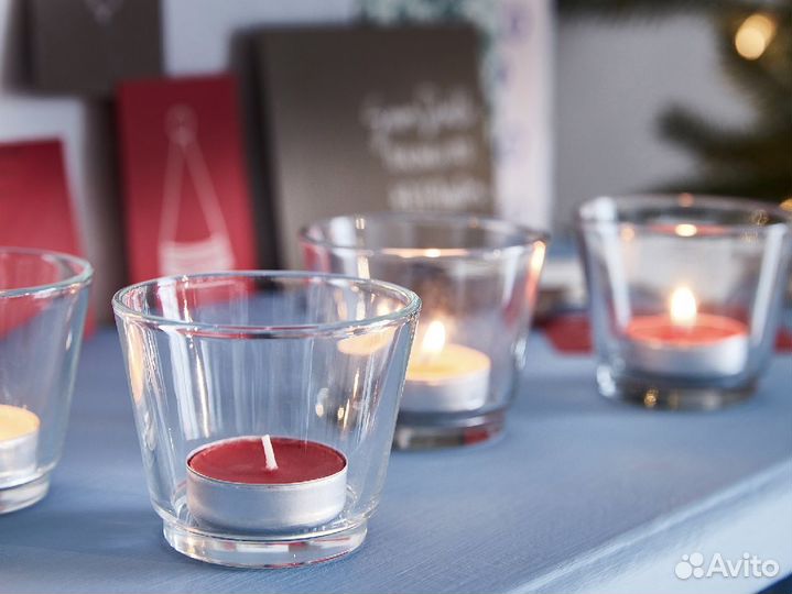 Подсвечники домики vinterfint и свечи IKEA новые