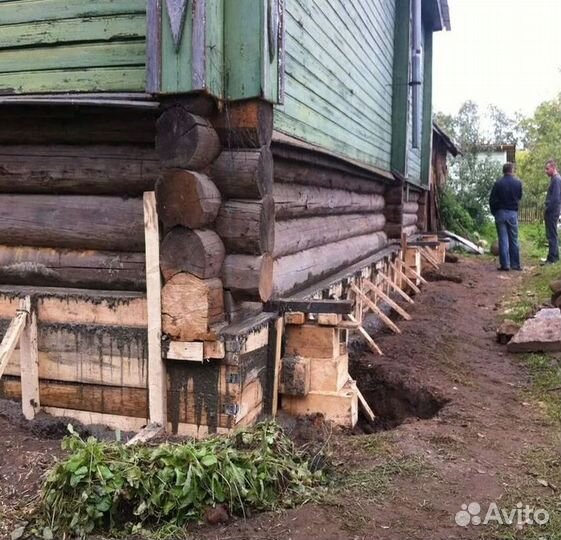 Замена венцов, лаг, подъем дома Ремонт пола