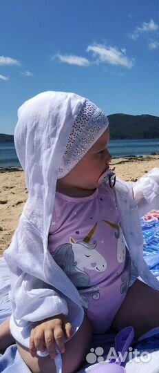 Купальник, косынка, муслиновая накидка