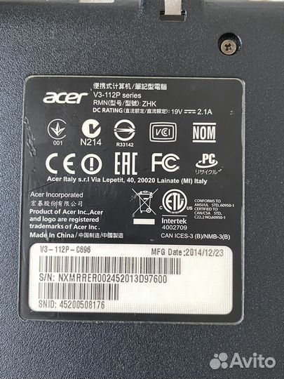 Ноутбук acer на запчасти