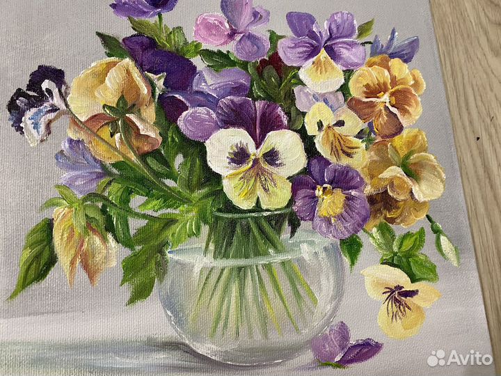 Картина маслом. Анютины глазки