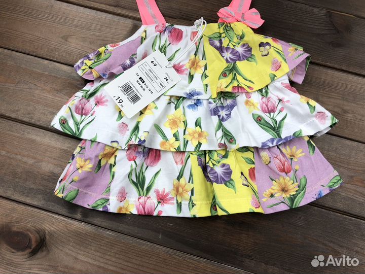 Платье сарафан в цветочек для девочки 68 74