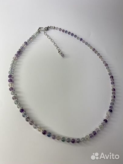 Фиолетовые бусы из камней флюорит 43 см