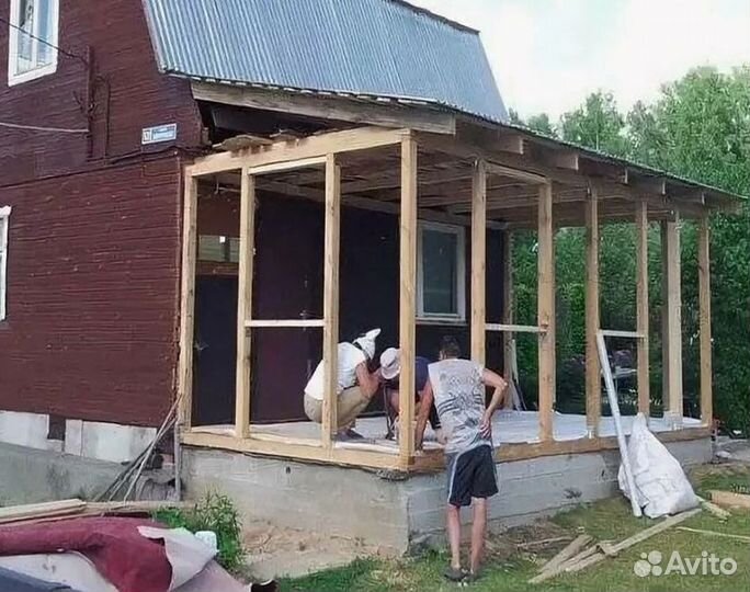 Строительная бригада, навесы пристройки