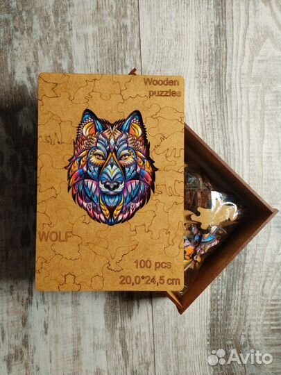 Деревянный пазл Волк