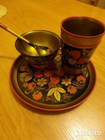 Набор посуды Хохлома, дерево