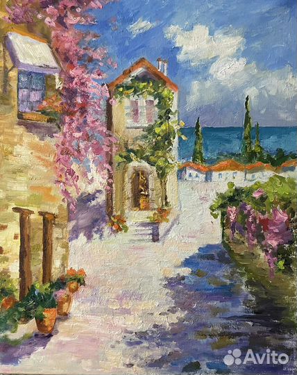 Картина маслом. Солнечный пейзаж