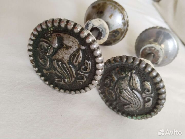 Две дверные ручки СССР со львом железные