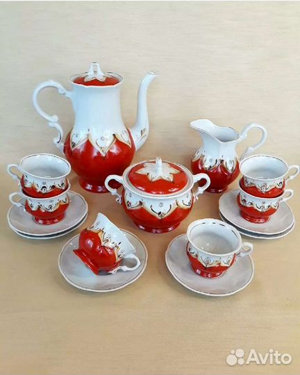 Кофейный сервиз Красный бутон Барановка