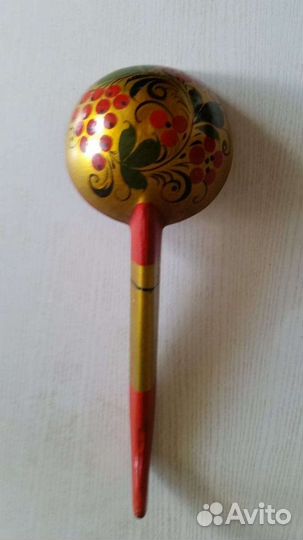 Деревянные ложки и половник, хохлома СССР