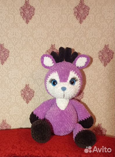 Олененок вязаная плюшевая игрушка