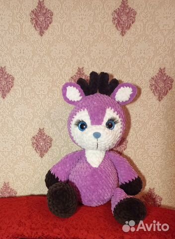 Олененок вязаная плюшевая игрушка
