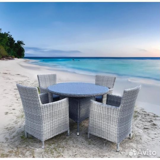 Комплект плетеной мебели AM-395C-T395 Grey 4Pcs (4