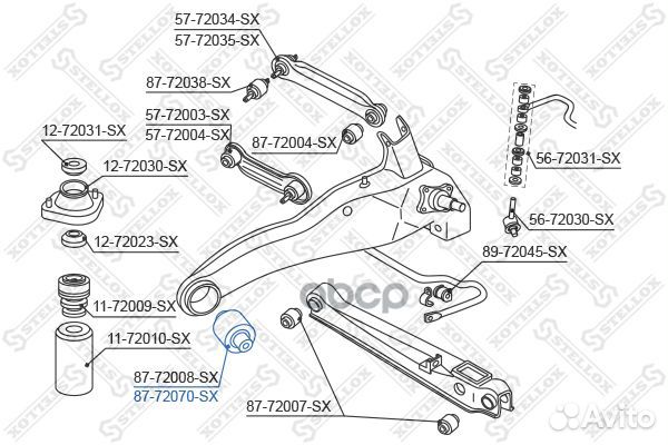 87-72070-SX сайлентблок зад. продол. рычага Mi