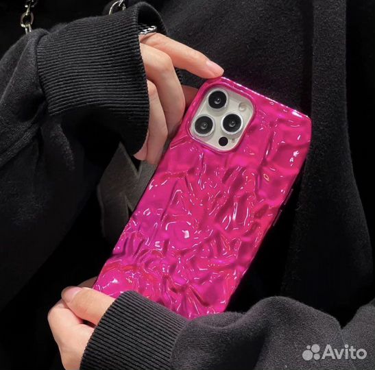 Чехол на iPhone 11 pro розовый с эффектом фольги