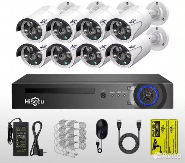 Комплект видеонаблюдения новый, Hiseeu на 8 камер